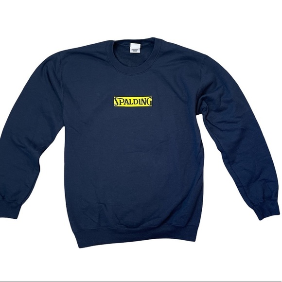 Spalding Other - SPALDING MEN'S NAVY LOGO CREWNECK COTTON FLEECE SWEATSHIRT